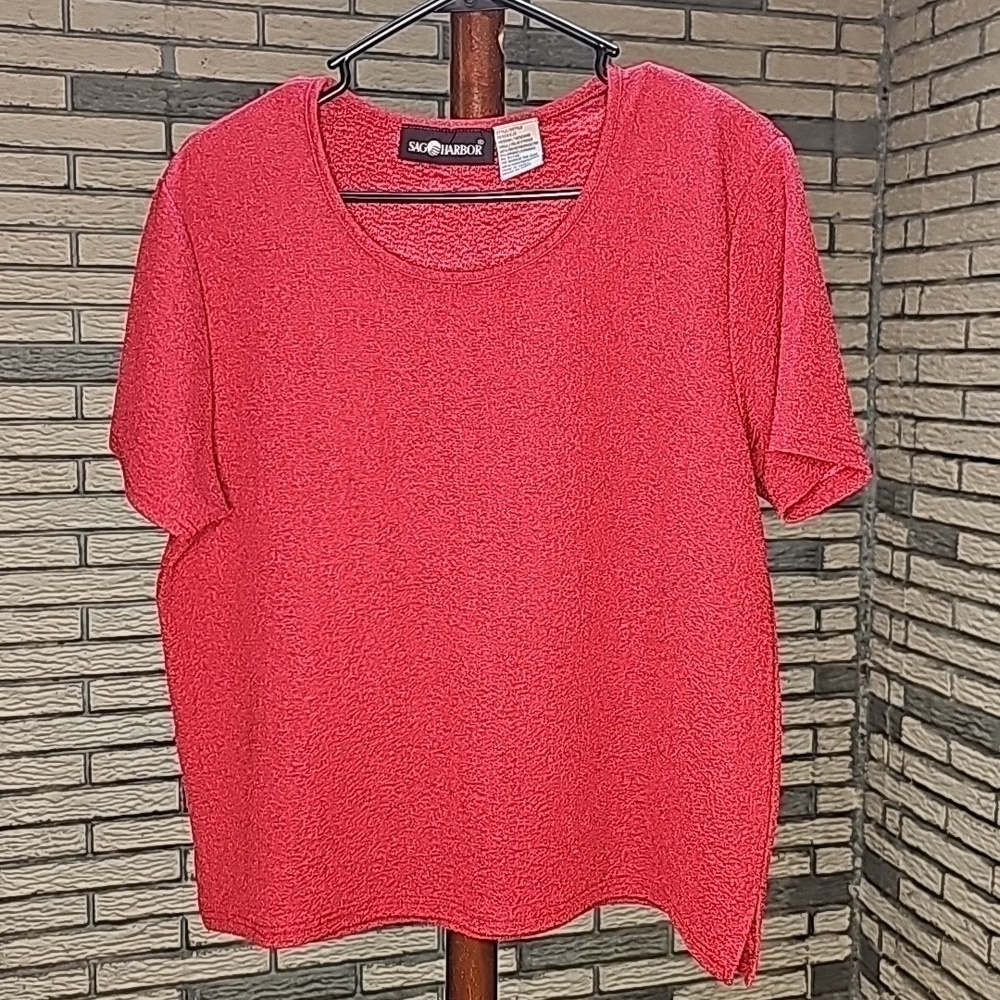 Sag Harbor Stretch Dress Shirt, Red Sz M